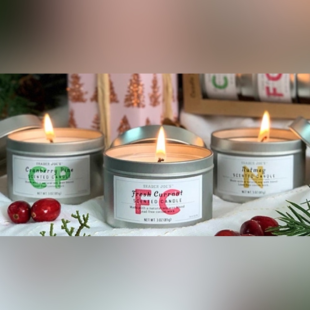 Trader Joe’s Holiday Scented Candle Tin Trio 3-Pack Limited Edition NWT